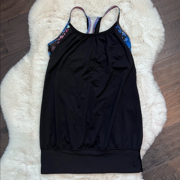 Lululemon Black and Blue/Pink Floral Workout Tank Size 4 - Picture 2 of 7